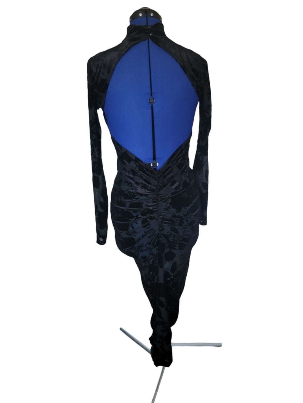 Black Mesh Open back Midi Dress - Picture 6 of 14